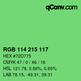 Color code: RGB 114 215 117 | qconv.com