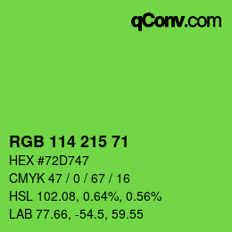 Color code: RGB 114 215 71 | qconv.com