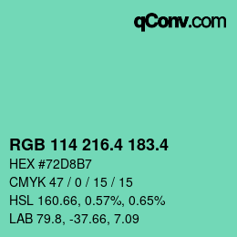 カラーコード: RGB 114 216.4 183.4 | qconv.com