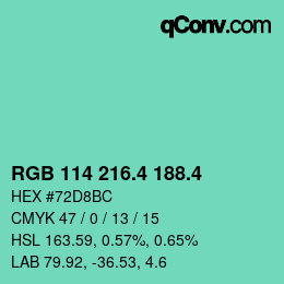 カラーコード: RGB 114 216.4 188.4 | qconv.com