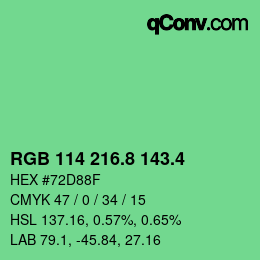 カラーコード: RGB 114 216.8 143.4 | qconv.com