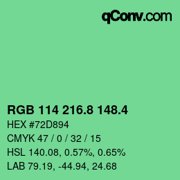カラーコード: RGB 114 216.8 148.4 | qconv.com