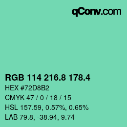 カラーコード: RGB 114 216.8 178.4 | qconv.com