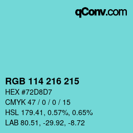 Color code: RGB 114 216 215 | qconv.com
