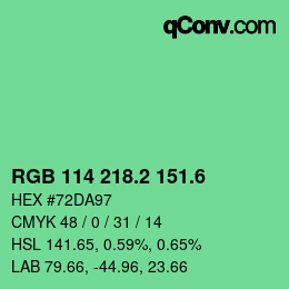カラーコード: RGB 114 218.2 151.6 | qconv.com