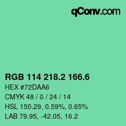 カラーコード: RGB 114 218.2 166.6 | qconv.com
