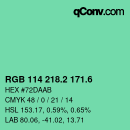 カラーコード: RGB 114 218.2 171.6 | qconv.com