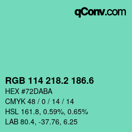 カラーコード: RGB 114 218.2 186.6 | qconv.com