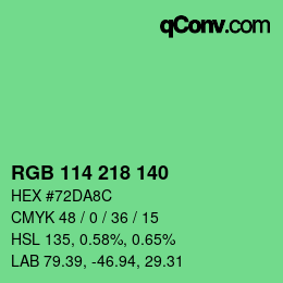 颜色代码: RGB 114 218 140 | qconv.com