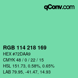 颜色代码: RGB 114 218 169 | qconv.com