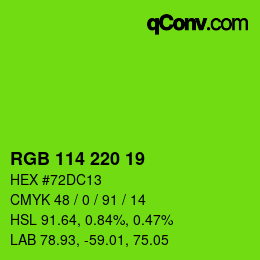 Color code: RGB 114 220 19 | qconv.com