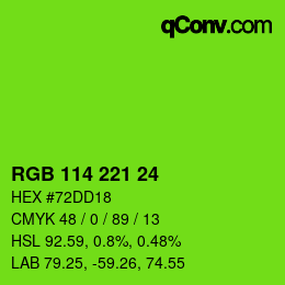 Color code: RGB 114 221 24 | qconv.com