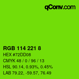 Color code: RGB 114 221 8 | qconv.com