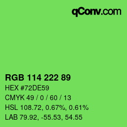 Color code: RGB 114 222 89 | qconv.com