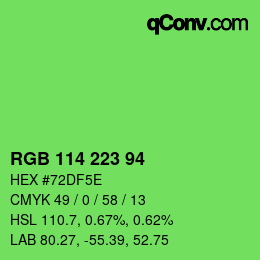 Color code: RGB 114 223 94 | qconv.com