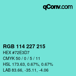 Color code: RGB 114 227 215 | qconv.com