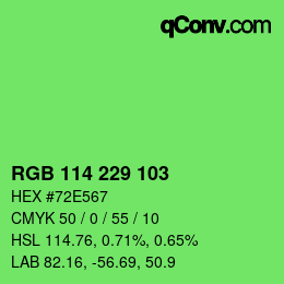 Color code: RGB 114 229 103 | qconv.com