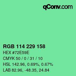 Color code: RGB 114 229 158 | qconv.com