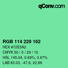 Color code: RGB 114 229 162 | qconv.com
