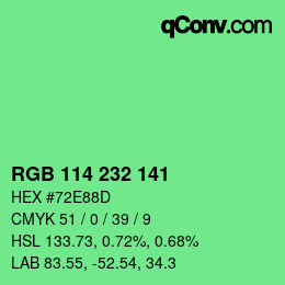 Color code: RGB 114 232 141 | qconv.com