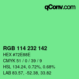 Farbcode: RGB 114 232 142 | qconv.com
