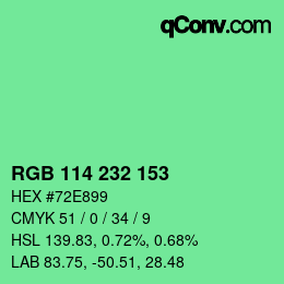 Color code: RGB 114 232 153 | qconv.com