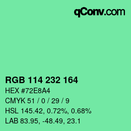 Color code: RGB 114 232 164 | qconv.com