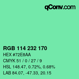 Color code: RGB 114 232 170 | qconv.com