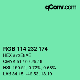 Color code: RGB 114 232 174 | qconv.com