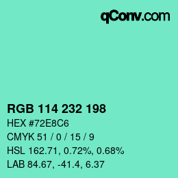 Color code: RGB 114 232 198 | qconv.com