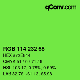 Color code: RGB 114 232 68 | qconv.com