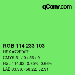Color code: RGB 114 233 103 | qconv.com
