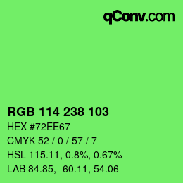 Color code: RGB 114 238 103 | qconv.com