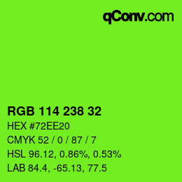 Color code: RGB 114 238 32 | qconv.com