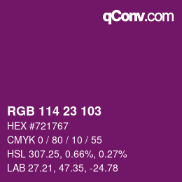 Color code: RGB 114 23 103 | qconv.com