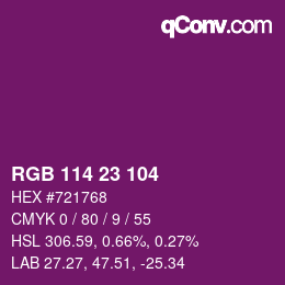 Color code: RGB 114 23 104 | qconv.com