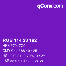 Color code: RGB 114 23 192 | qconv.com