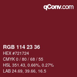 Color code: RGB 114 23 36 | qconv.com