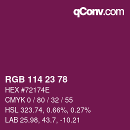 Color code: RGB 114 23 78 | qconv.com