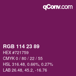 Color code: RGB 114 23 89 | qconv.com