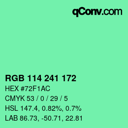 Color code: RGB 114 241 172 | qconv.com
