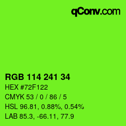 颜色代码: RGB 114 241 34 | qconv.com