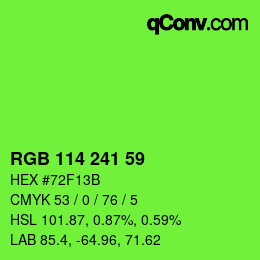 カラーコード: RGB 114 241 59 | qconv.com