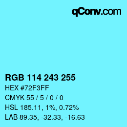 Color code: RGB 114 243 255 | qconv.com