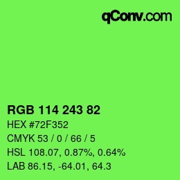 Color code: RGB 114 243 82 | qconv.com