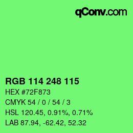 Color code: RGB 114 248 115 | qconv.com