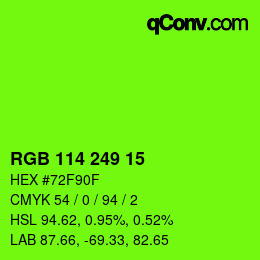 カラーコード: RGB 114 249 15 | qconv.com