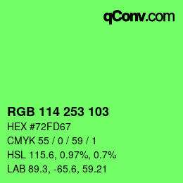 Color code: RGB 114 253 103 | qconv.com