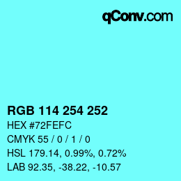 Color code: RGB 114 254 252 | qconv.com