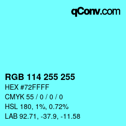 Color code: RGB 114 255 255 | qconv.com